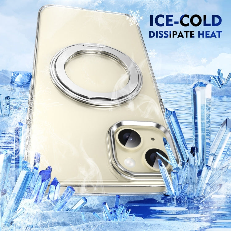 For iPhone 14 Ice-Cold Rotating Ring Holder PC MagSafe Phone Case