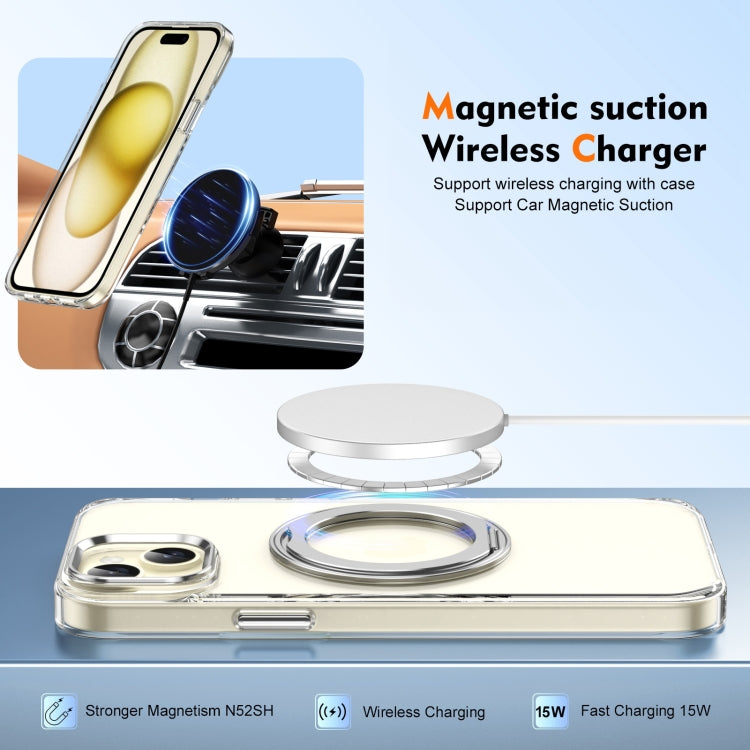 For iPhone 14 Ice-Cold Rotating Ring Holder PC MagSafe Phone Case