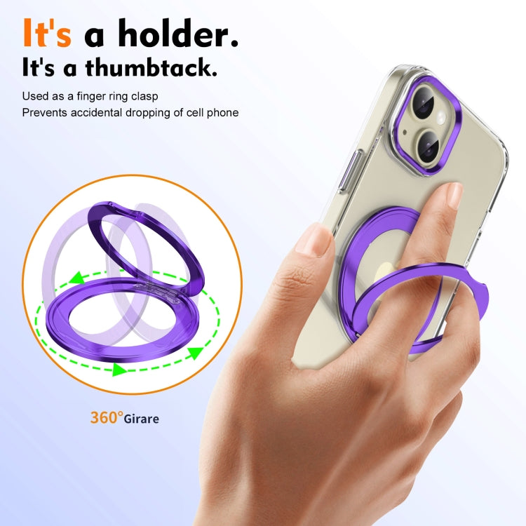For iPhone 14 Ice-Cold Rotating Ring Holder PC MagSafe Phone Case