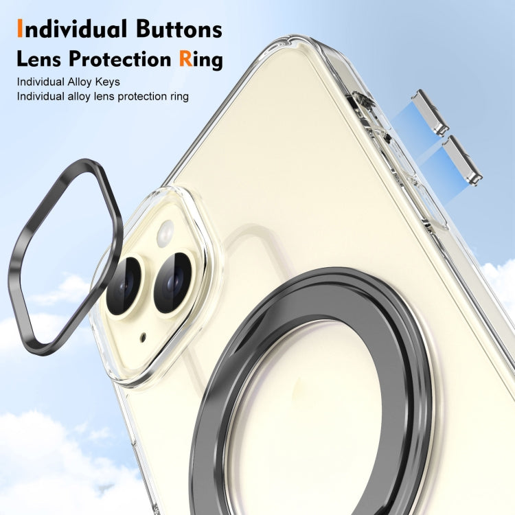 For iPhone 14 Ice-Cold Rotating Ring Holder PC MagSafe Phone Case