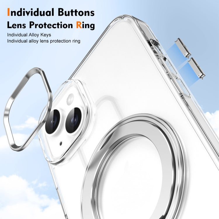 For iPhone 13 Ice-Cold Rotating Ring Holder PC MagSafe Phone Case