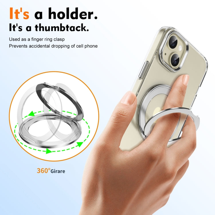 For iPhone 13 Ice-Cold Rotating Ring Holder PC MagSafe Phone Case