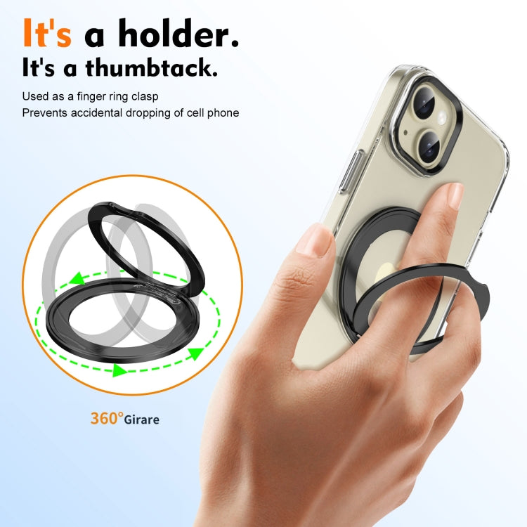For iPhone 13 Ice-Cold Rotating Ring Holder PC MagSafe Phone Case
