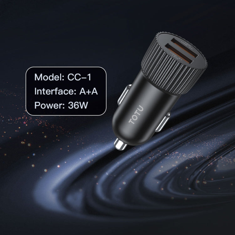 TOTU CC-1 36W Dual USB Ports Fast Charging Car Charger - Black