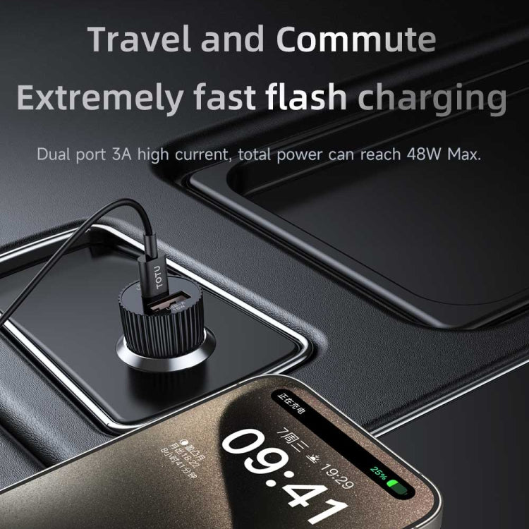 TOTU CC-1 36W Dual USB Ports Fast Charging Car Charger - Black