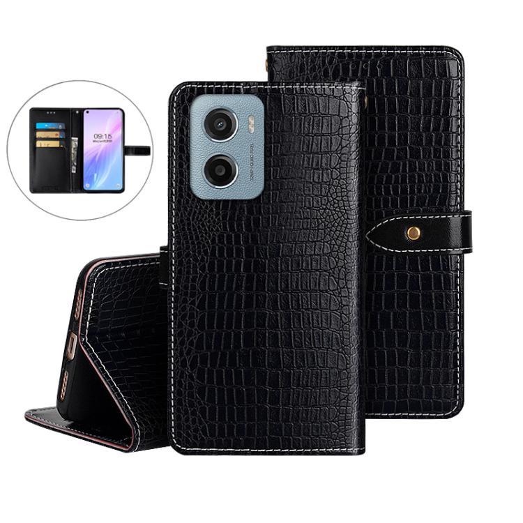 For Motorola Moto E15 idewei Crocodile Texture Leather Phone Case