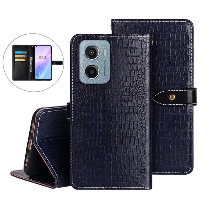 For Motorola Moto E15 idewei Crocodile Texture Leather Phone Case
