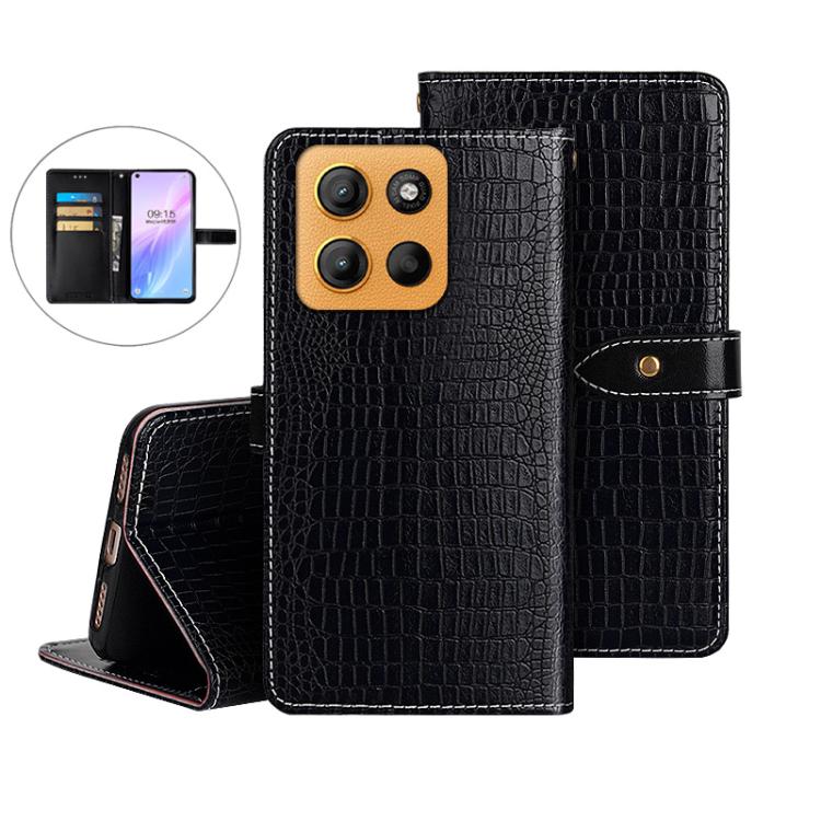 For Motorola Moto G15 idewei Crocodile Texture Leather Phone Case