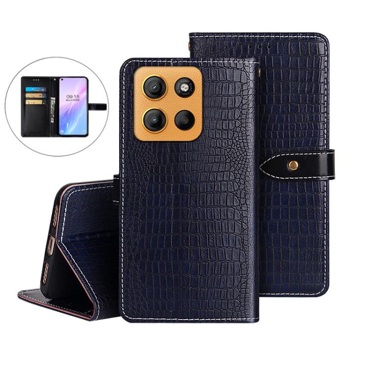 For Motorola Moto G15 idewei Crocodile Texture Leather Phone Case