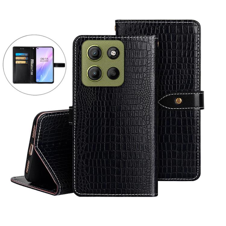 For Motorola Moto G15 Power idewei Crocodile Texture Leather Phone Case