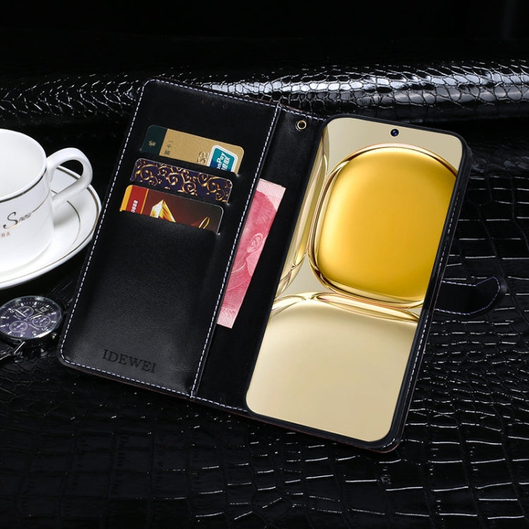For Motorola Moto E15 idewei Crocodile Texture Leather Phone Case