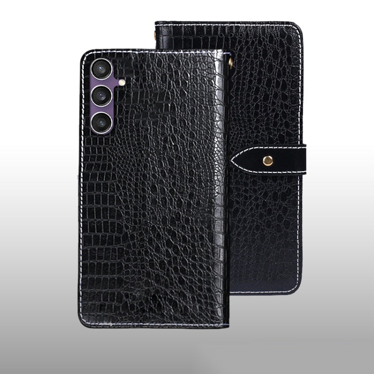 For Samsung Galaxy S24 FE 5G idewei Crocodile Texture Leather Phone Case