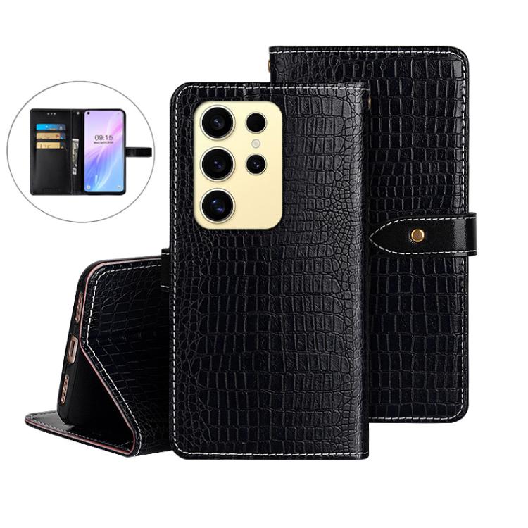 For Samsung Galaxy S25 Ultra 5G idewei Crocodile Texture Leather Phone Case