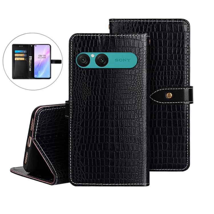For Sony Xperia 10 VII idewei Crocodile Texture Leather Phone Case