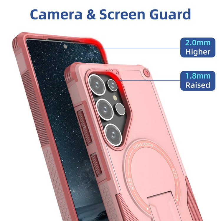 For Samsung Galaxy S24 Ultra 5G Armor MagSafe Holder PC Hybrid TPU Phone Case