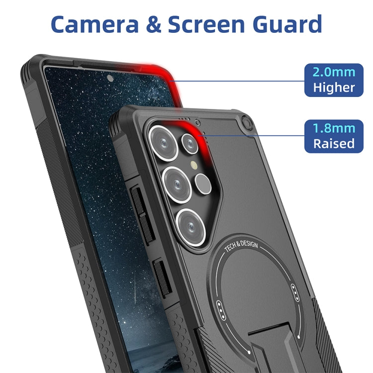 For Samsung Galaxy S24 Ultra 5G Armor MagSafe Holder PC Hybrid TPU Phone Case