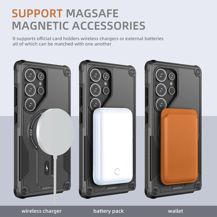 For Samsung Galaxy S24 Ultra 5G Armor MagSafe Holder PC Hybrid TPU Phone Case