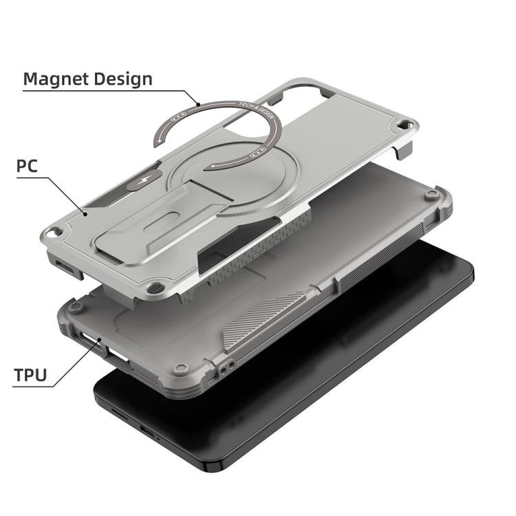 For Samsung Galaxy S25 Edge 5G Armor MagSafe Holder PC Hybrid TPU Phone Case