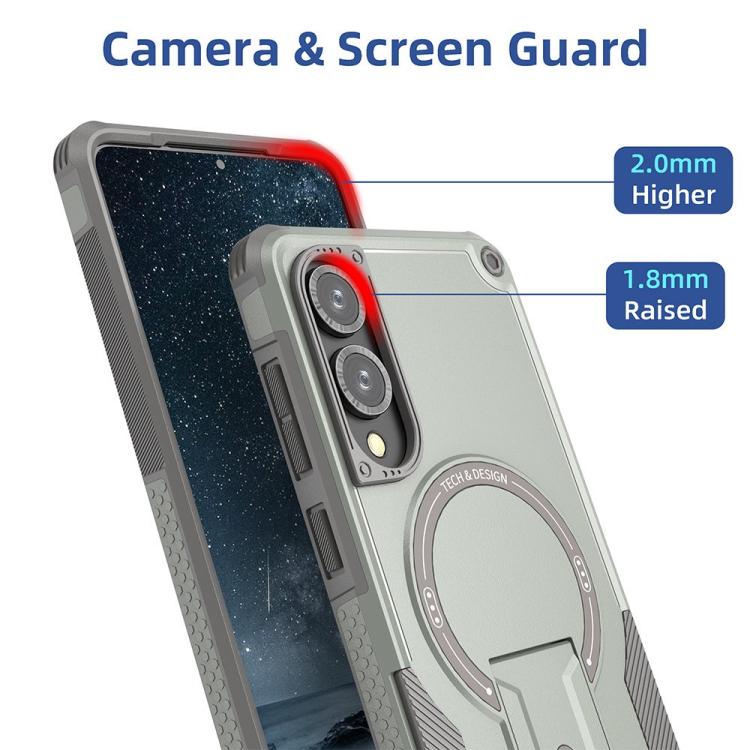 For Samsung Galaxy S25 Edge 5G Armor MagSafe Holder PC Hybrid TPU Phone Case