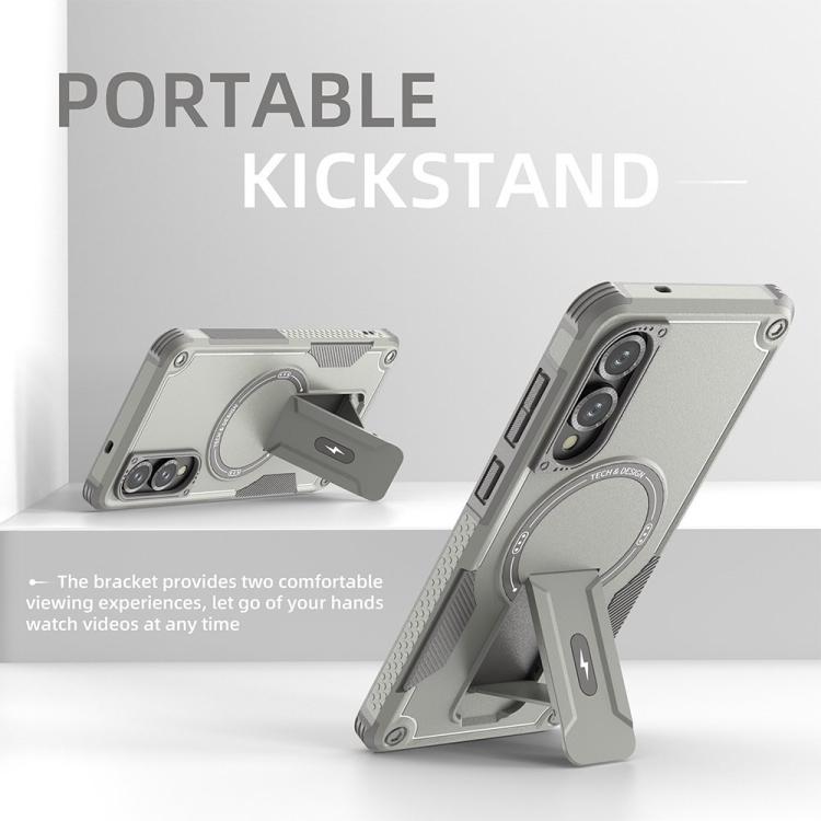 For Samsung Galaxy S25 Edge 5G Armor MagSafe Holder PC Hybrid TPU Phone Case