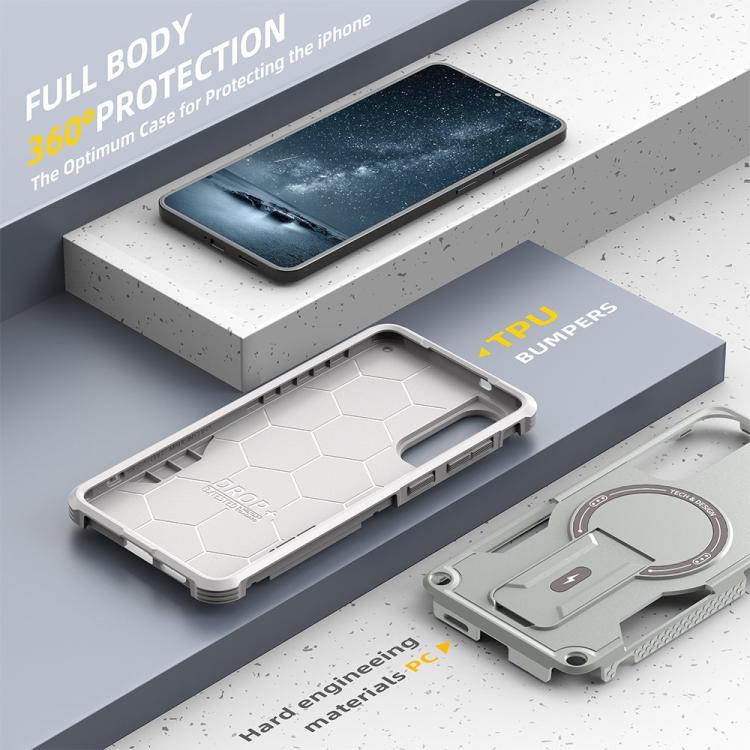 For Samsung Galaxy S25 Edge 5G Armor MagSafe Holder PC Hybrid TPU Phone Case