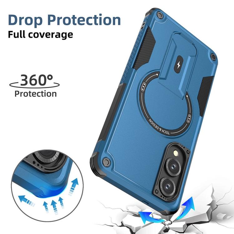 For Samsung Galaxy S25 Edge 5G Armor MagSafe Holder PC Hybrid TPU Phone Case