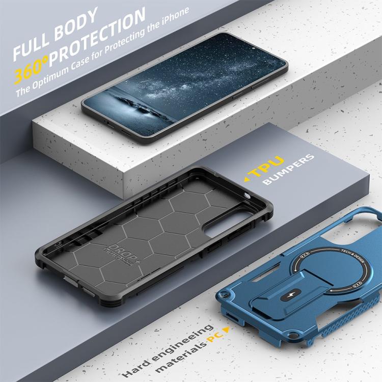 For Samsung Galaxy S25 Edge 5G Armor MagSafe Holder PC Hybrid TPU Phone Case
