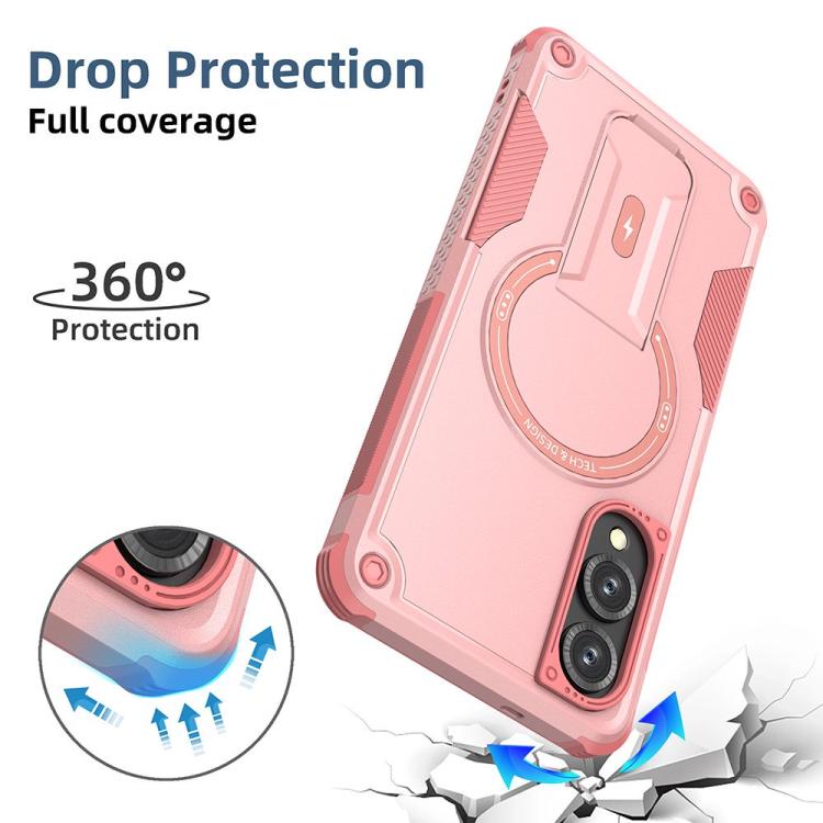 For Samsung Galaxy S25 Edge 5G Armor MagSafe Holder PC Hybrid TPU Phone Case
