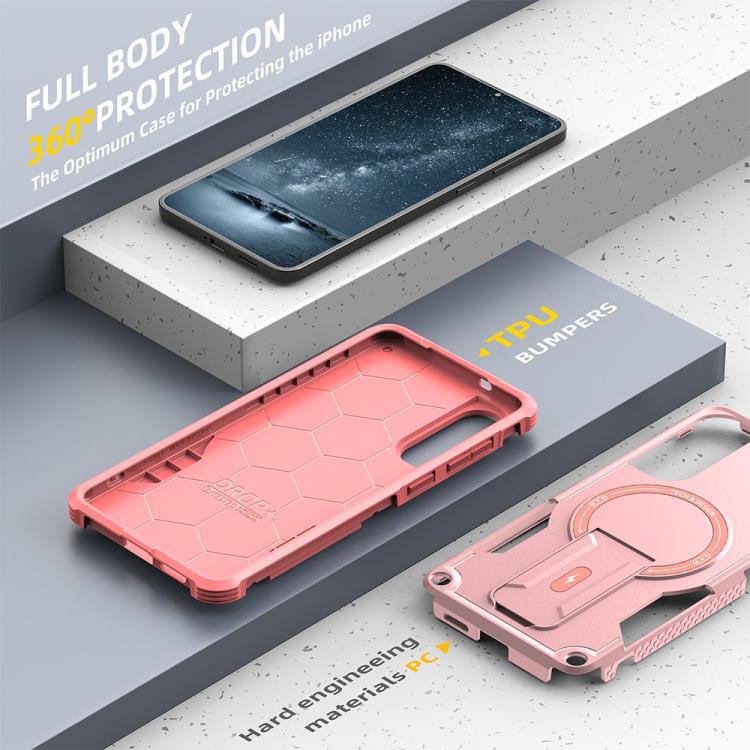 For Samsung Galaxy S25 Edge 5G Armor MagSafe Holder PC Hybrid TPU Phone Case