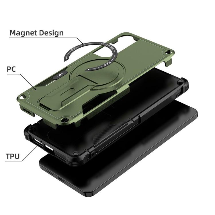 For Samsung Galaxy S25 Edge 5G Armor MagSafe Holder PC Hybrid TPU Phone Case