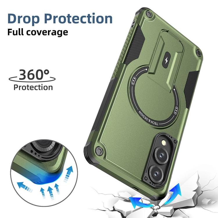 For Samsung Galaxy S25 Edge 5G Armor MagSafe Holder PC Hybrid TPU Phone Case