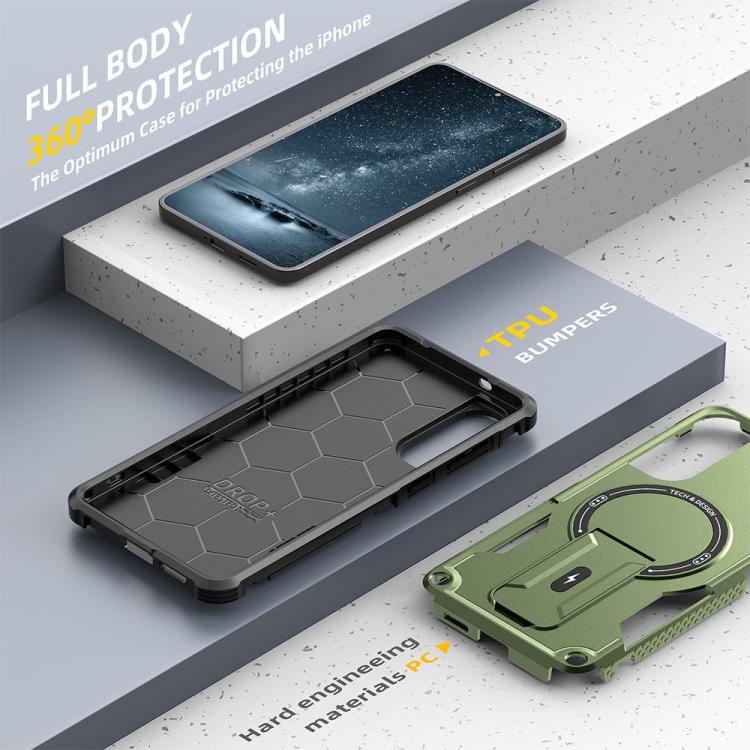 For Samsung Galaxy S25 Edge 5G Armor MagSafe Holder PC Hybrid TPU Phone Case