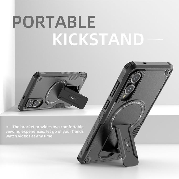 For Samsung Galaxy S25 Edge 5G Armor MagSafe Holder PC Hybrid TPU Phone Case