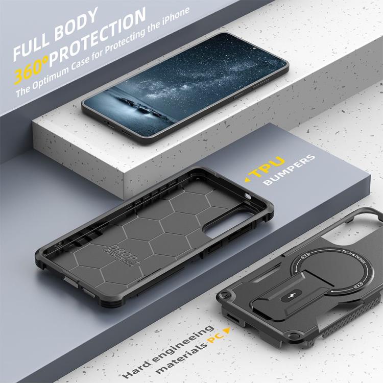 For Samsung Galaxy S25 Edge 5G Armor MagSafe Holder PC Hybrid TPU Phone Case