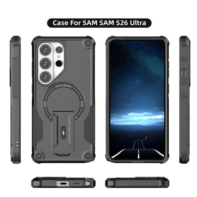 For Samsung Galaxy S26 Ultra 5G Armor MagSafe Holder PC Hybrid TPU Phone Case