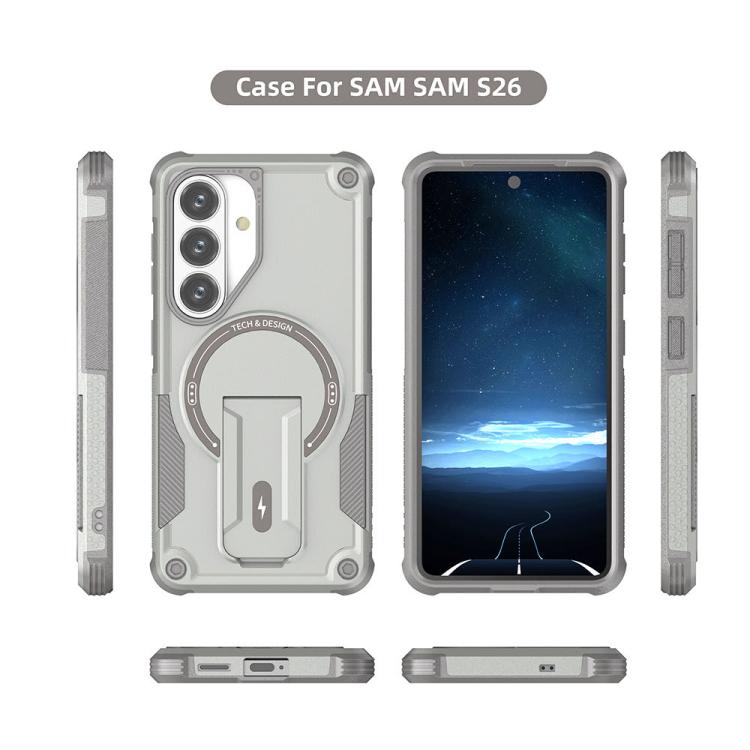 For Samsung Galaxy S26 5G Armor MagSafe Holder PC Hybrid TPU Phone Case