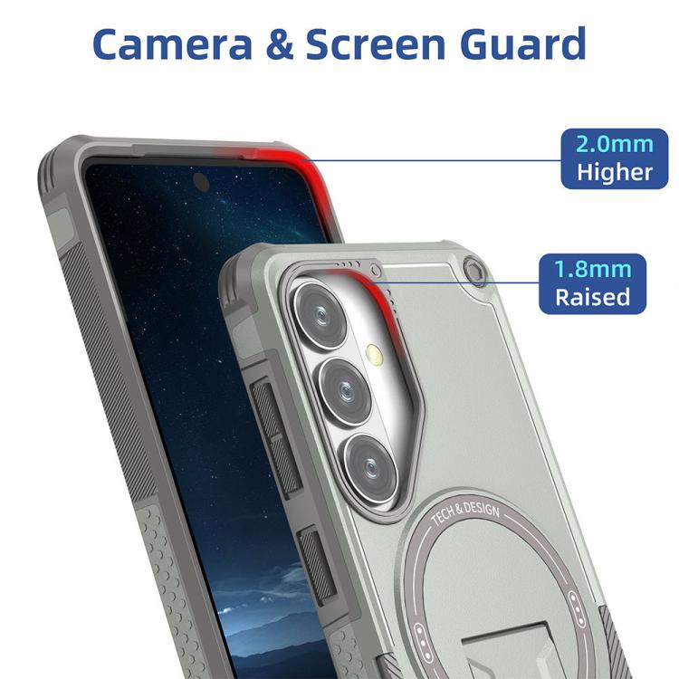 For Samsung Galaxy S26 5G Armor MagSafe Holder PC Hybrid TPU Phone Case