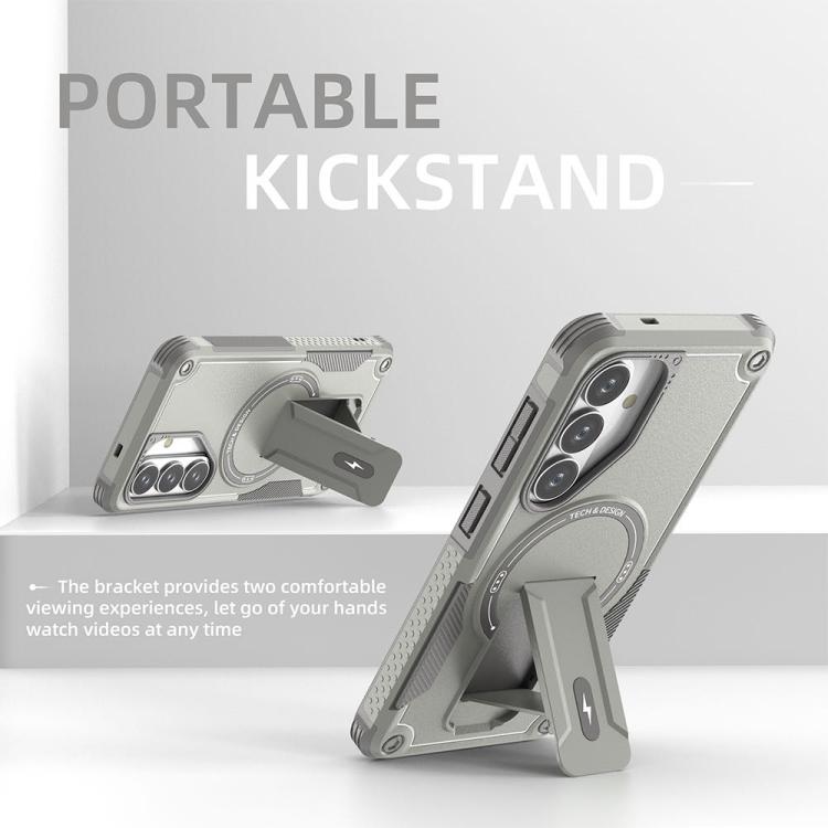 For Samsung Galaxy S26 5G Armor MagSafe Holder PC Hybrid TPU Phone Case