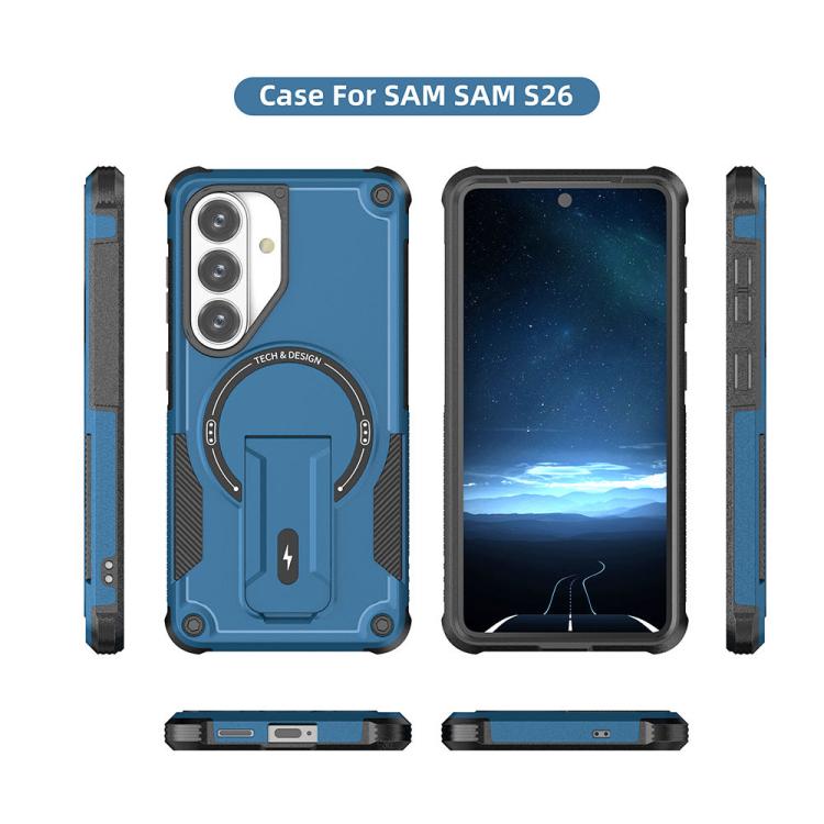 For Samsung Galaxy S26 5G Armor MagSafe Holder PC Hybrid TPU Phone Case