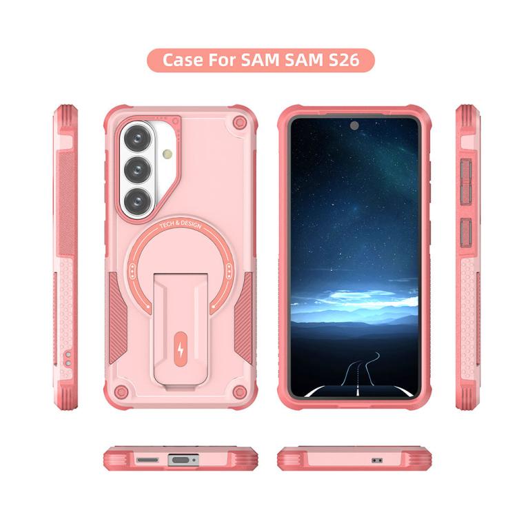 For Samsung Galaxy S26 5G Armor MagSafe Holder PC Hybrid TPU Phone Case