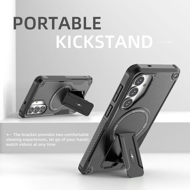 For Samsung Galaxy S26 5G Armor MagSafe Holder PC Hybrid TPU Phone Case