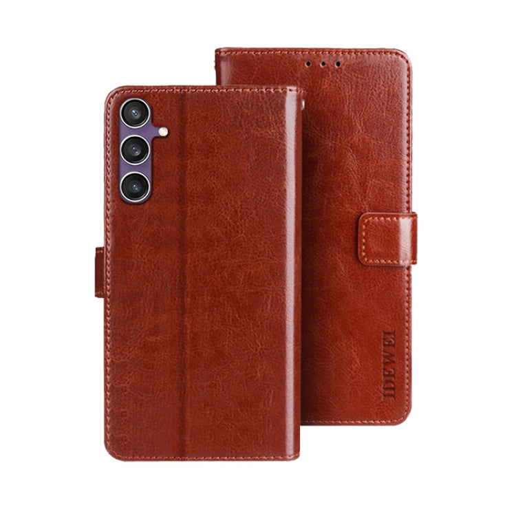 For Samsung Galaxy S24 FE 5G idewei Crazy Horse Texture Leather Phone Case