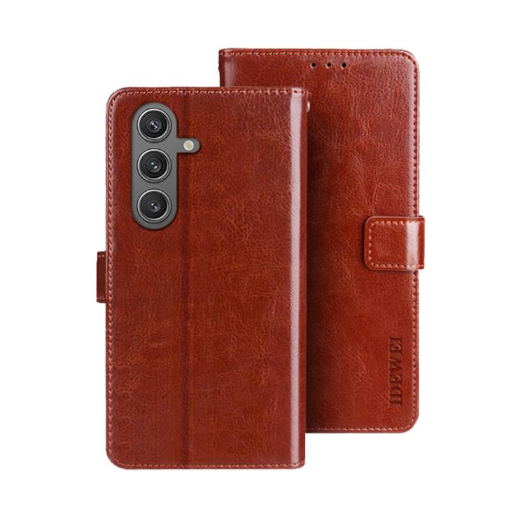 For Samsung Galaxy S25 5G idewei Crazy Horse Texture Leather Phone Case
