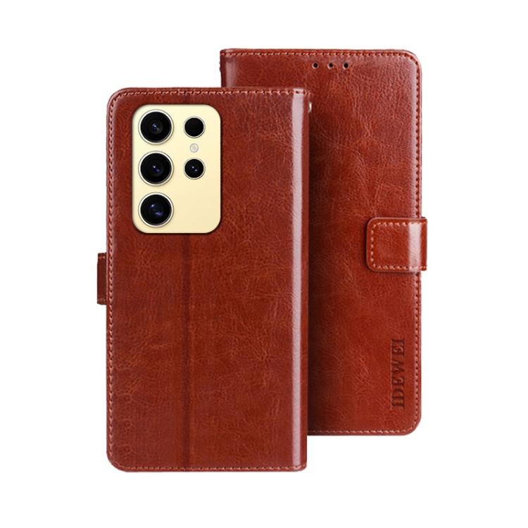 For Samsung Galaxy S25 Ultra 5G idewei Crazy Horse Texture Leather Phone Case