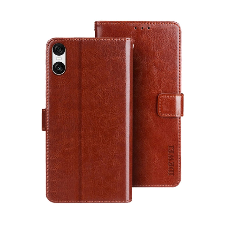 For Sony Xperia 10 VI idewei Crazy Horse Texture Leather Phone Case
