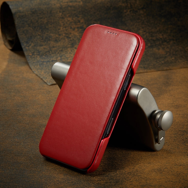 For iPhone 16 Pro Max Fierre Shann Top Layer Cowhide Business Magnetic Leather Phone Case