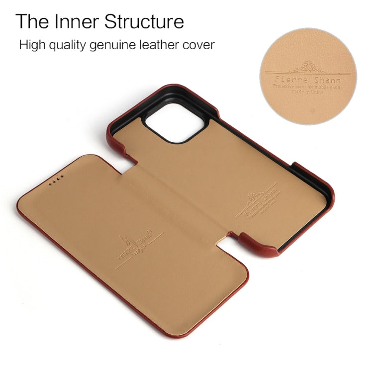For iPhone 16 Pro Max Fierre Shann Top Layer Cowhide Business Magnetic Leather Phone Case