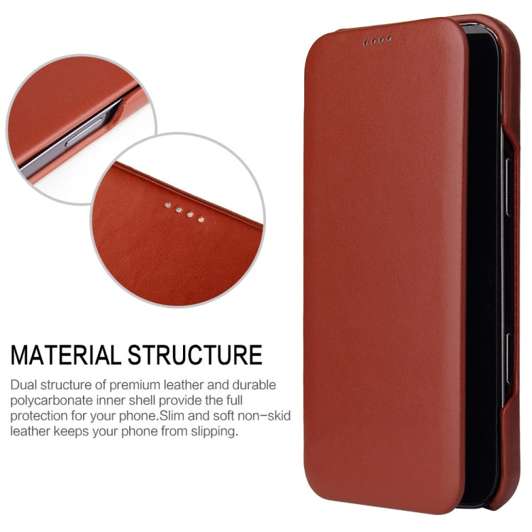 For iPhone 16 Pro Max Fierre Shann Top Layer Cowhide Business Magnetic Leather Phone Case
