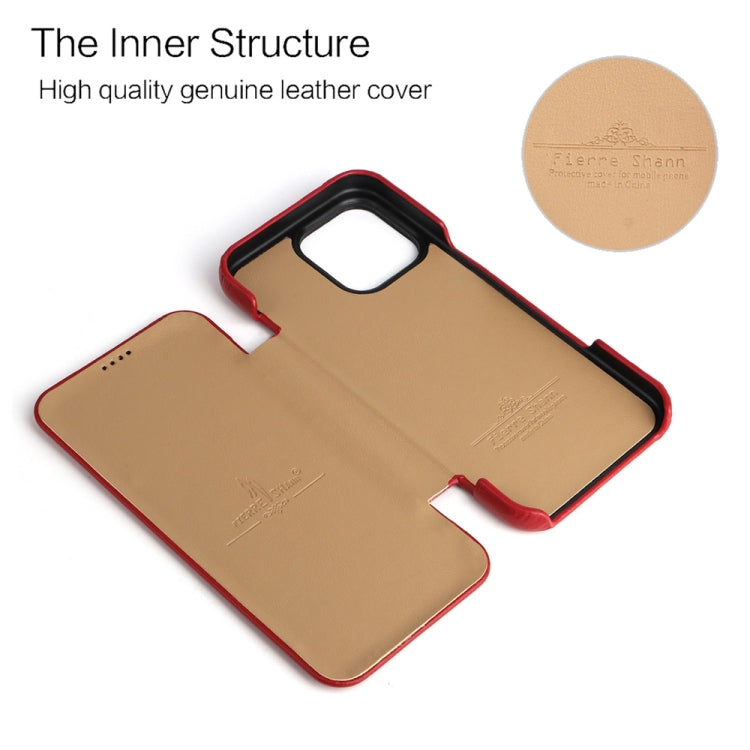 For iPhone 16 Pro Fierre Shann Top Layer Cowhide Business Magnetic Leather Phone Case