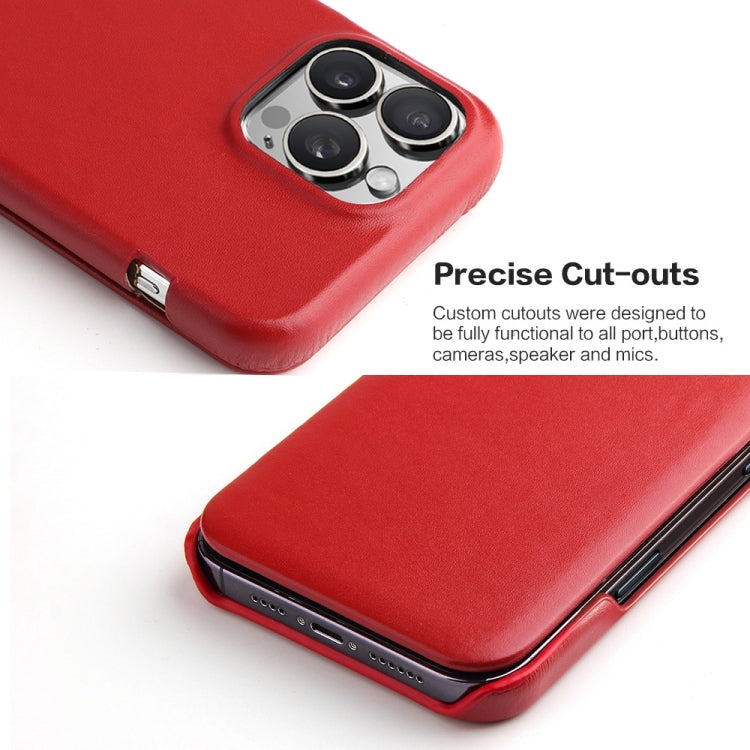 For iPhone 16 Pro Fierre Shann Top Layer Cowhide Business Magnetic Leather Phone Case